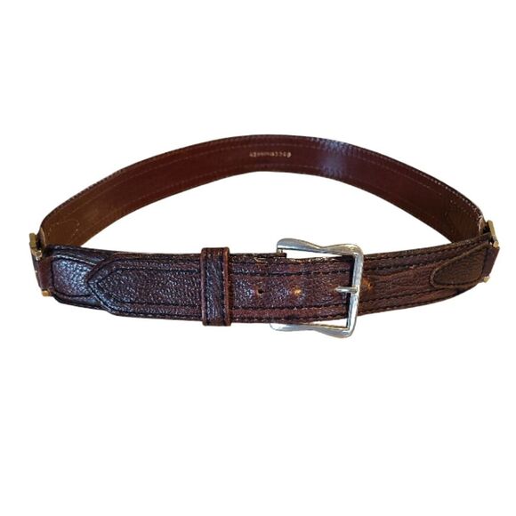VTG Brown Hand Finished Tooled Steerhide Leather Western Belt Men's 42 - Picture 3 of 11
